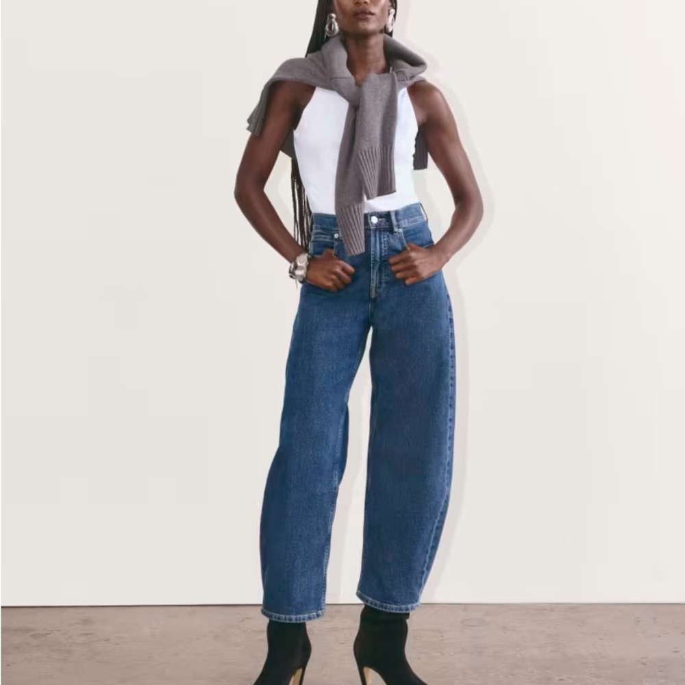Everlane Way-High Curve/Barrel Jeans, Ocean, 27
